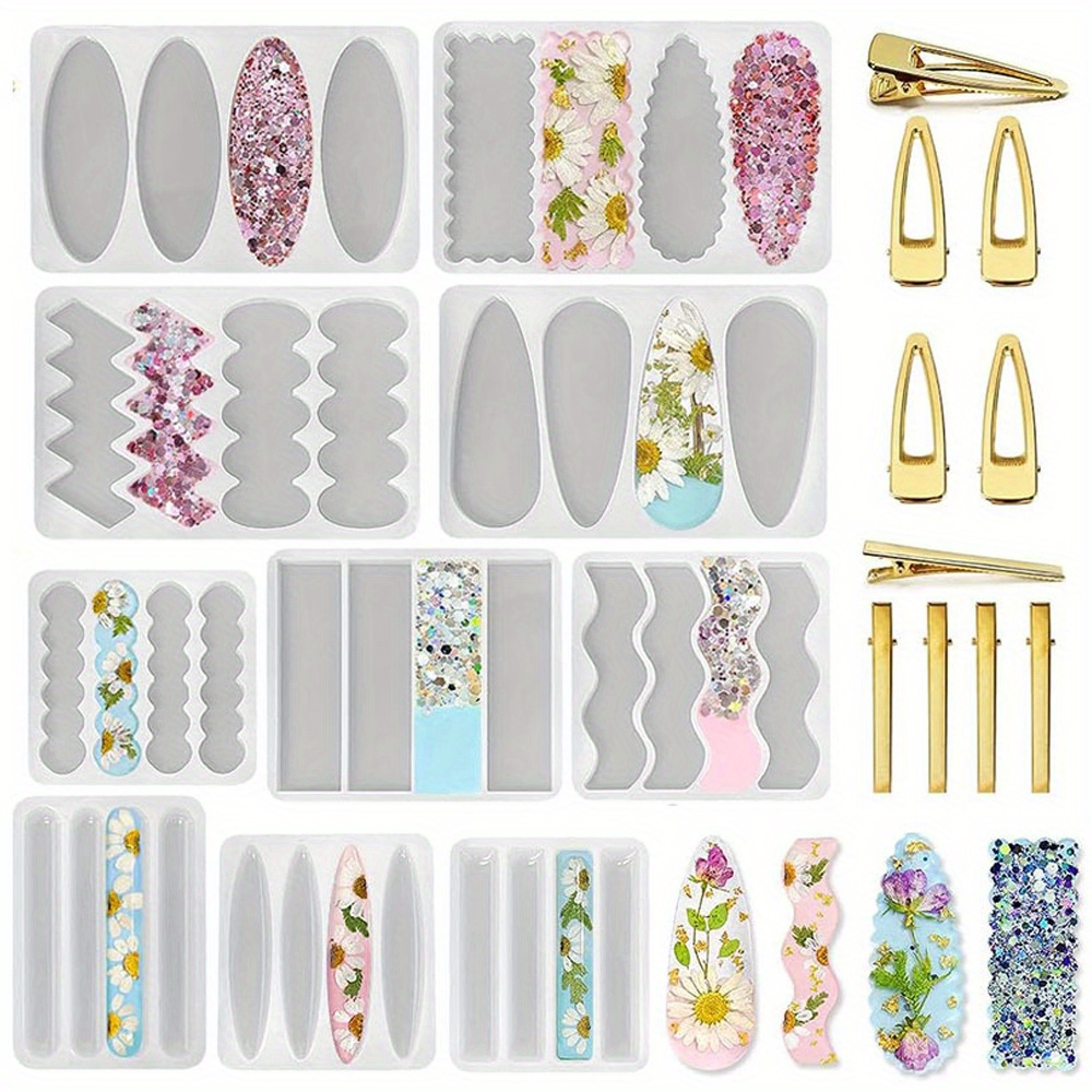 A Set of 10 Deep Hairpin Silic - Silicone Epoxy Resin Molds Set review and price
