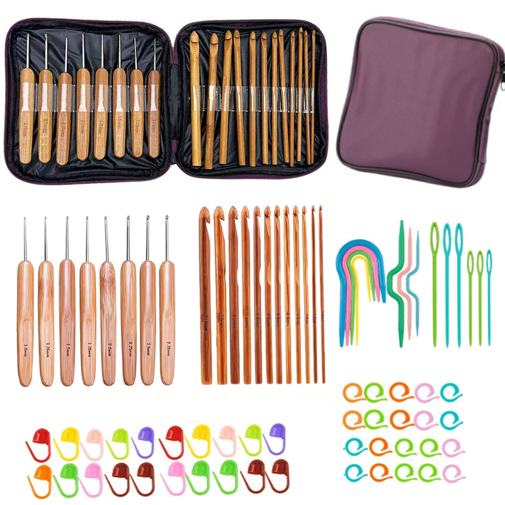 74pcs Bamboo Crochet Hooks Set - Craft Tools review and price