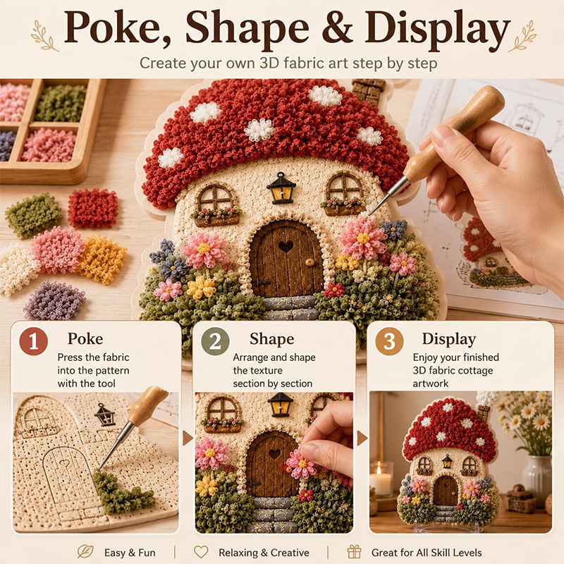 3D Mushroom House Poke Art DIY - Craft Tools review and price