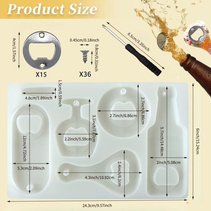 Bottle opener resin mold、Beer  - Silicone Epoxy Resin Molds Set review and price