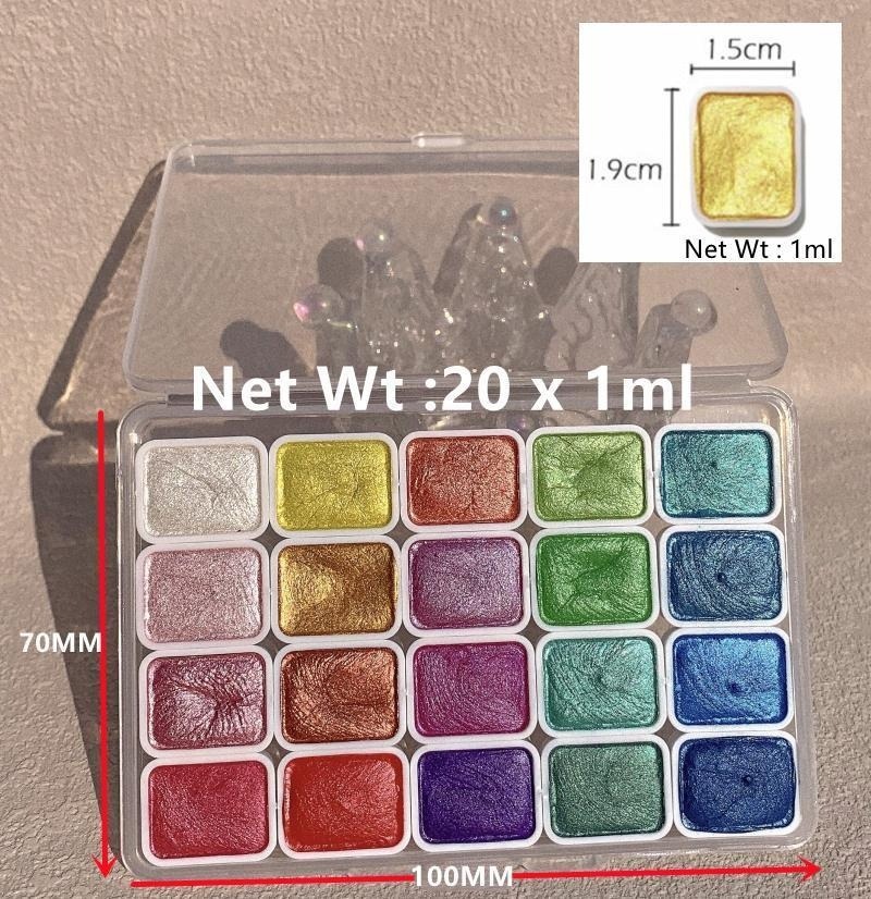Pearlescent Paints Portable 20 - Watercolor Paint Set Solid Pigment review and price