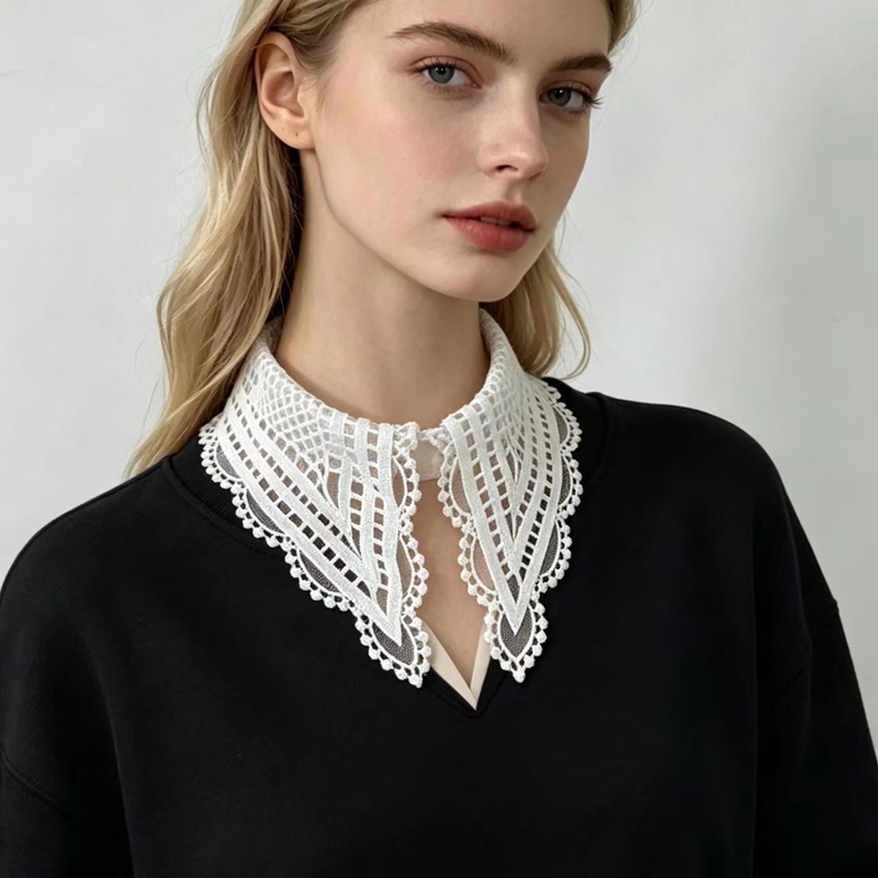 Lady White Ruffled False Colla - Embroidery review and price
