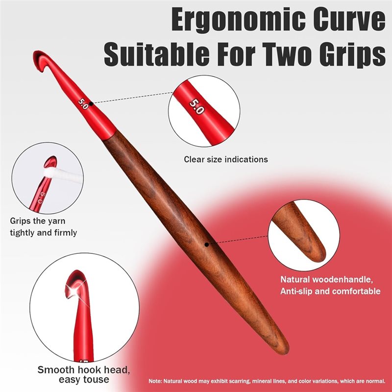 【LAST CHANCE】Ergonomic Crochet - Wooden Crochet Hooks Ergonomic Handle review and price